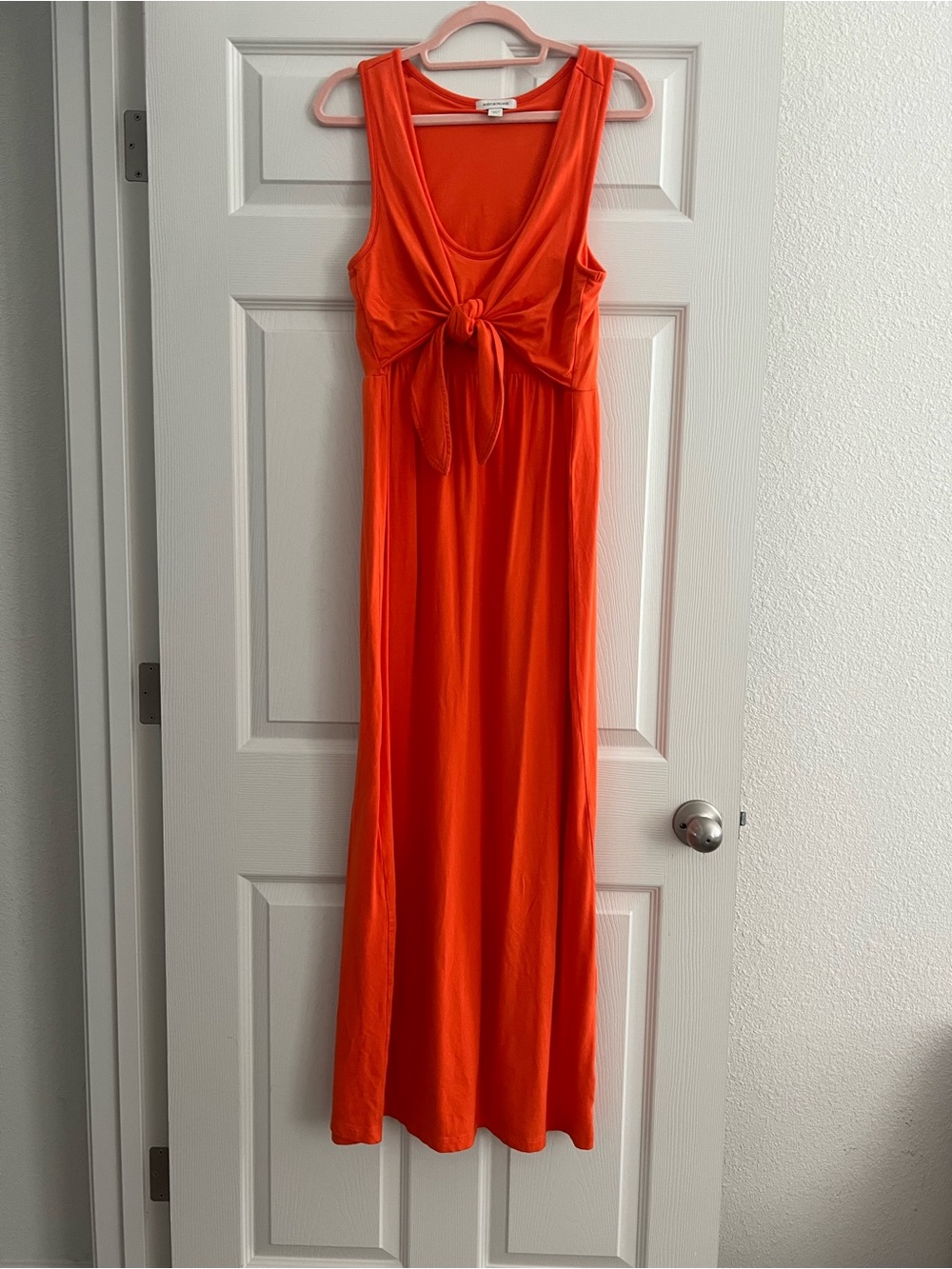 Boston Proper Orange Knot-Front Sleeveless Maxi Dress